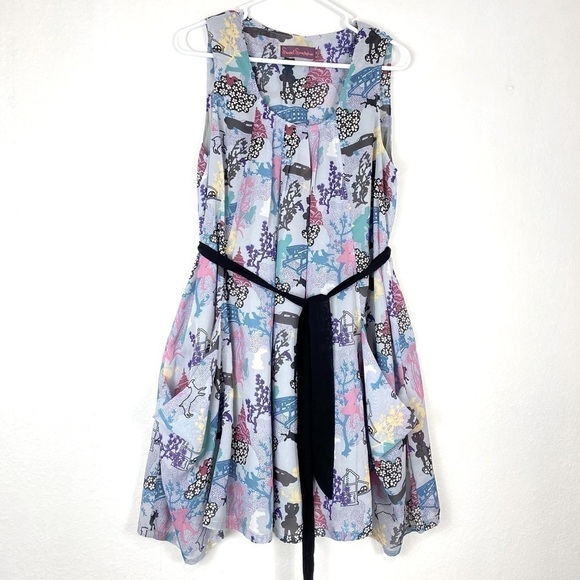 SWEET SINAMMON Oriental Print Flared Dress M - Picture 1 of 6